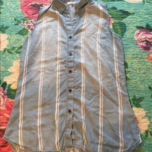 4/$20 Chambray striped sleeveless button down